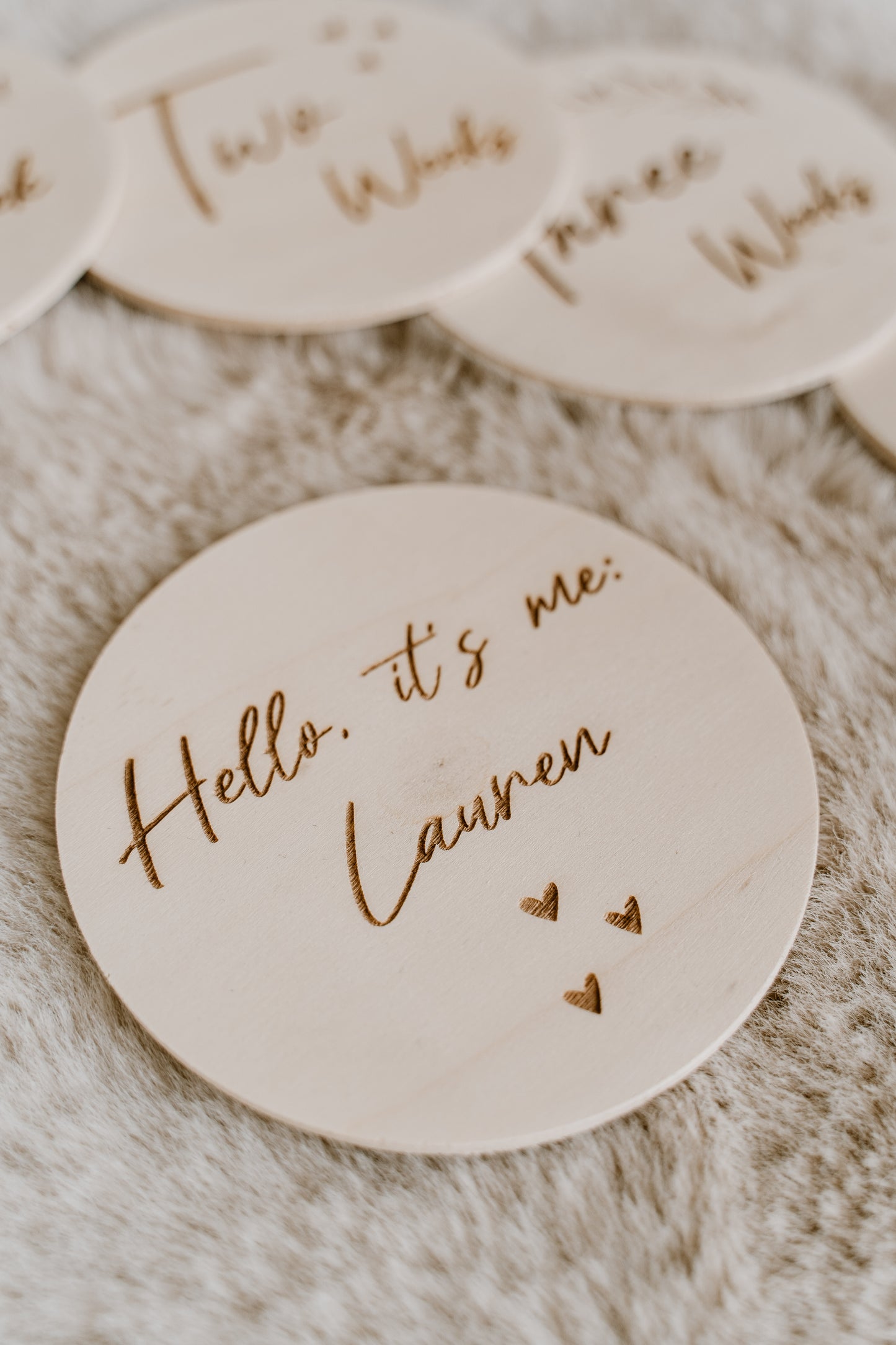 Milestonekaarten hout - 17-delig gepersonaliseerd